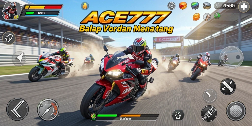 Screenshot gameplay ACE777 menampilkan aksi balap motor yang seru.
