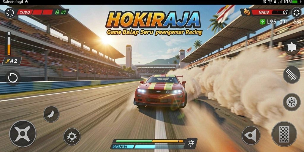 Tampilan menegangkan gameplay balap di HOKIRAJA.