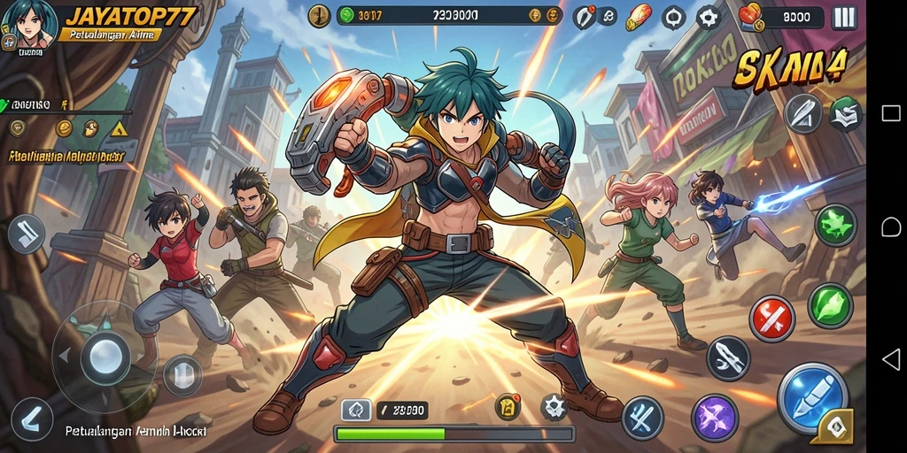 Tampilan dinamis dari gameplay JAYATOP77 dengan karakter Anime.