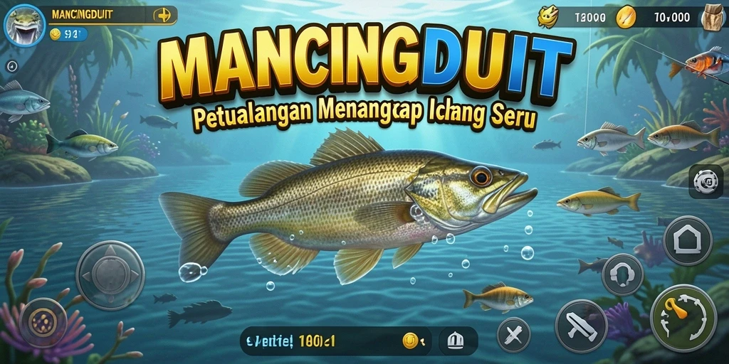 Tampilan gameplay MANCINGDUIT dengan petualangan memancing yang seru.