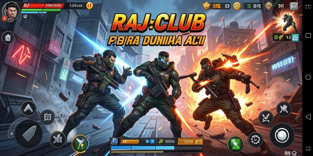 Screenshot gameplay RAJACLUB menampilkan aksi bertarung yang intens.