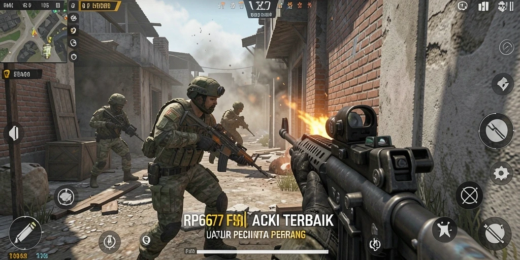 Gameplay intens RP6677 dengan aksi tembak-menembak yang mendebarkan.